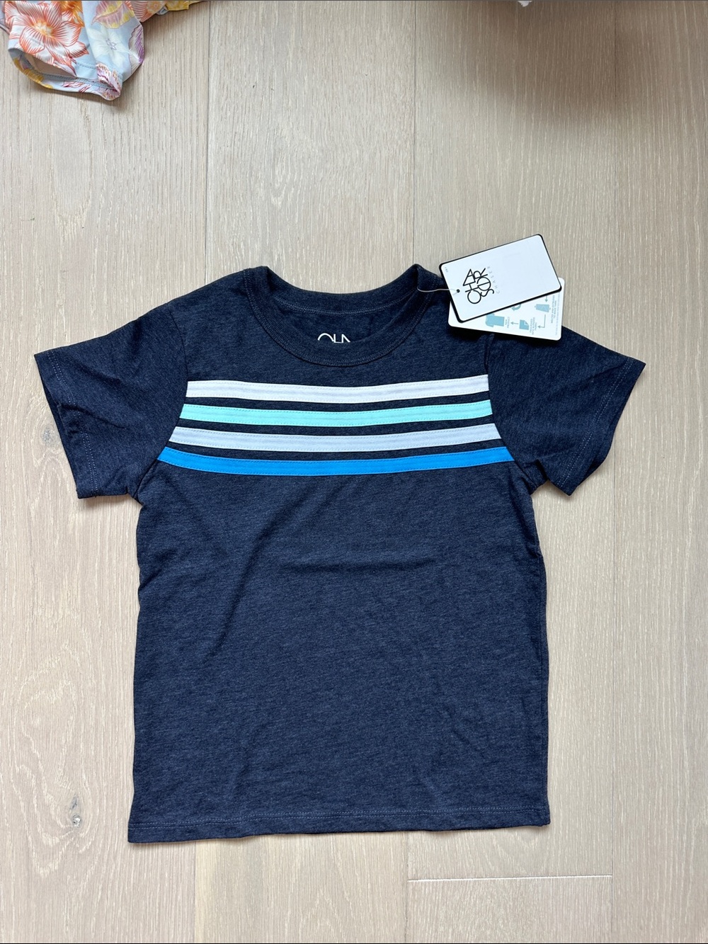 Chaser Navy Short Sleeve Tee with Blue Stripe Chest